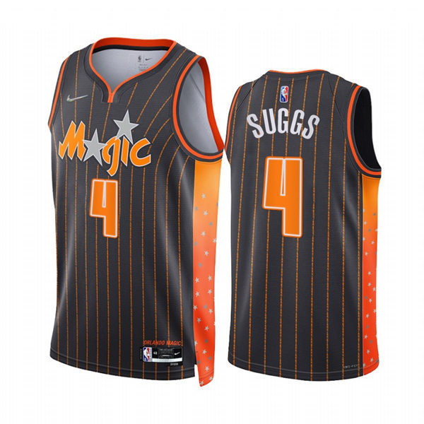 Men's Orlando Magic #4 Jalen Suggs Anthracite 2021-22 City Edition Jersey