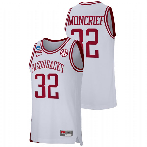Mens Youth Arkansas Razorbacks #32 Sidney Moncrief White College Basketball Retro Edition Jersey