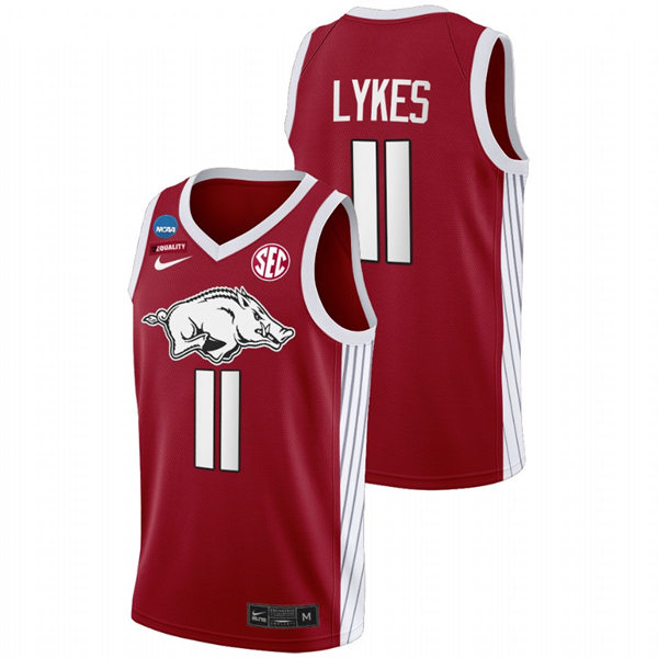 Mens Youth Arkansas Razorbacks #11 Chris Lykes Cardinal College Basketball Primary Special Edition Jersey
