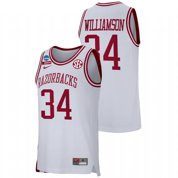 Mens Youth Arkansas Razorbacks #34 Corliss Williamson White College Basketball Retro Edition Jersey