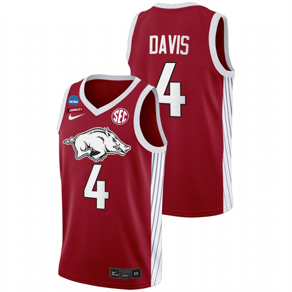Mens Youth Arkansas Razorbacks #4 Davonte Davis Cardinal College Basketball Primary Special Edition Jersey