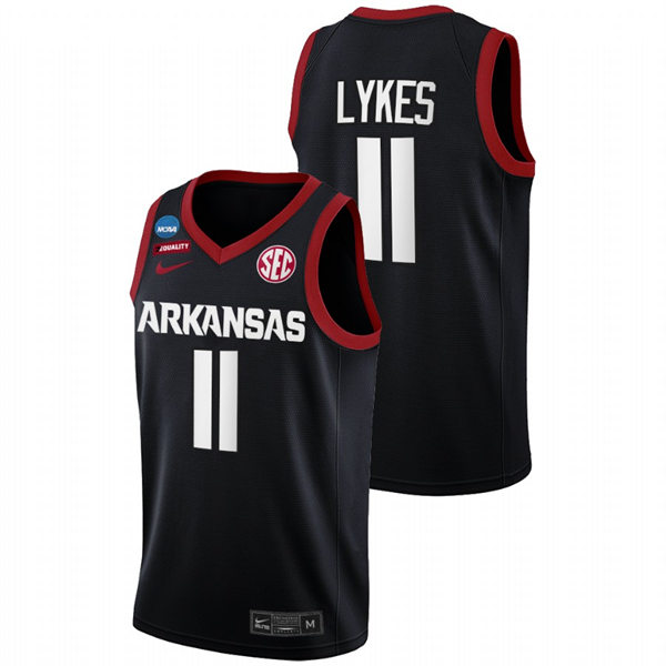 Mens Youth Arkansas Razorbacks #11 Chris Lykes Black College Basketball Game Jersey
