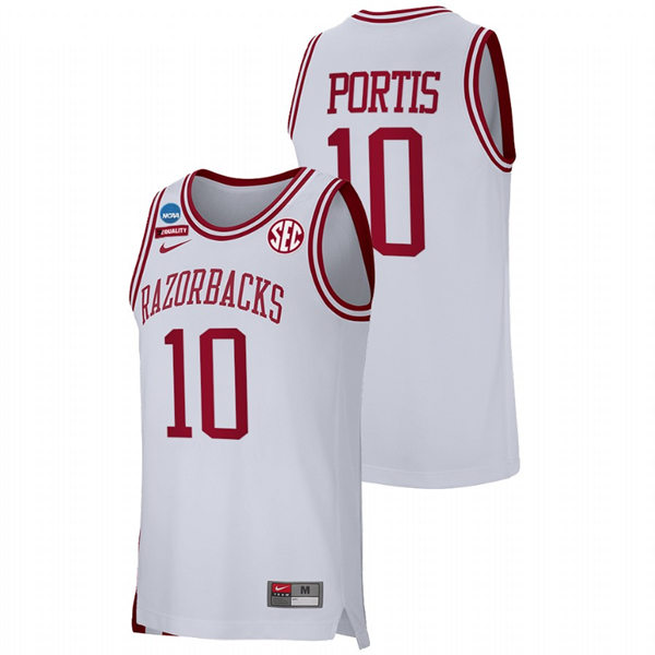 Mens Youth Arkansas Razorbacks #10 Bobby Portis White College Basketball Retro Edition Jersey