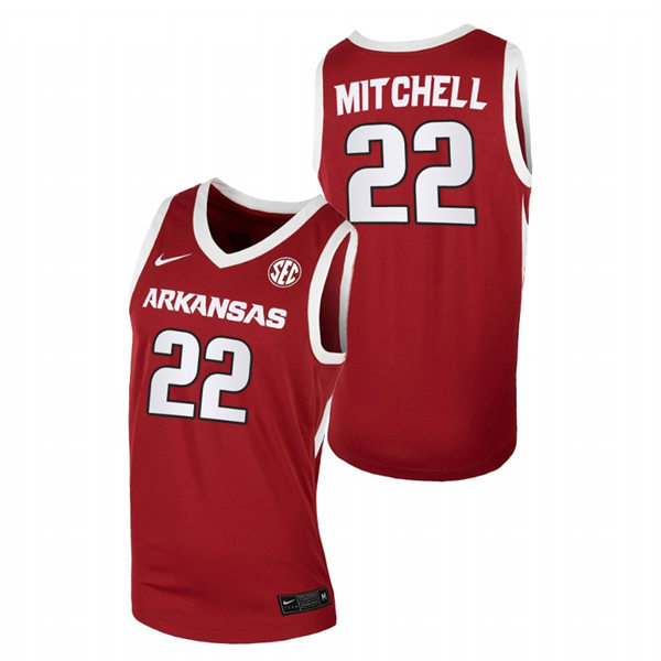Mens Youth Arkansas Razorbacks #22 Makhel Mitchell  Cardinal Away College Basketball Game Jersey