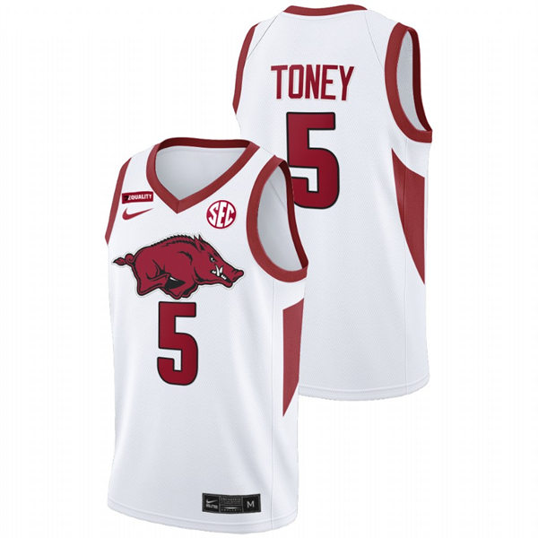 Mens Youth Arkansas Razorbacks #5 Au'Diese Toney White College Basketball Special Edition Jersey