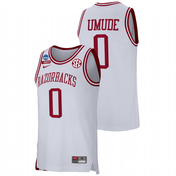 Mens Youth Arkansas Razorbacks #0 Stanley Umude White College Basketball Retro Edition Jersey