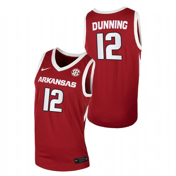 Mens Youth Arkansas Razorbacks #12 Barry Dunning  Cardinal Away College Basketball Game Jersey