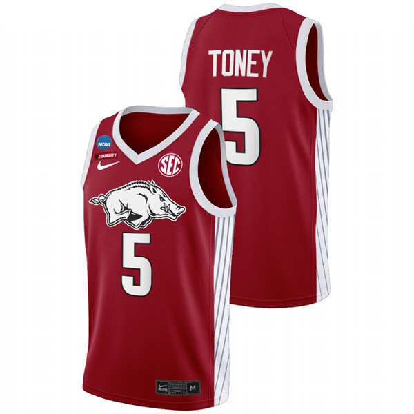 Mens Youth Arkansas Razorbacks #5 Au'Diese Toney Cardinal College Basketball Primary Special Edition Jersey
