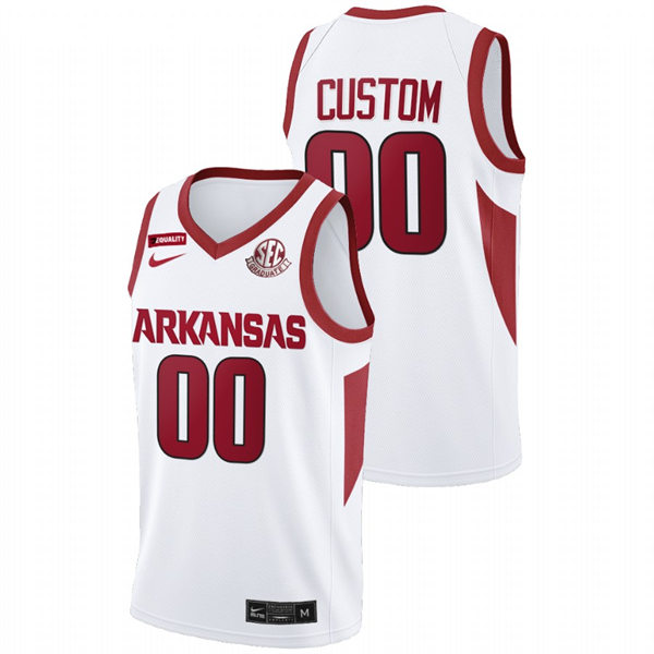 Mens Youth Arkansas Razorbacks Custom Nike White Home College Basketball Game Jersey