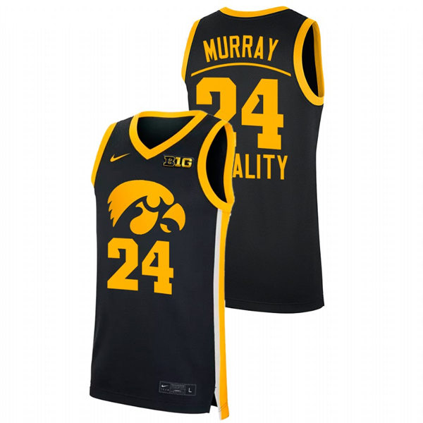 Mens Youth Iowa Hawkeyes #24 Kris Murray 2022 Black College Basketball Equality Jersey