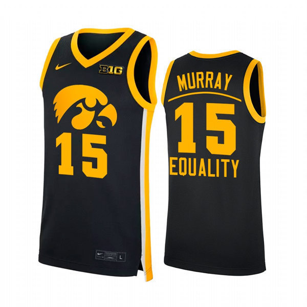 Mens Youth Iowa Hawkeyes #15 Keegan Murray Black College Basketball Equality Jersey