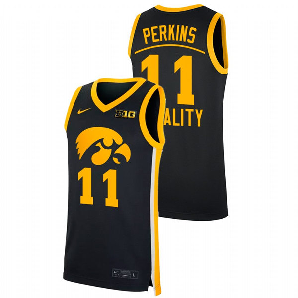 Mens Youth Iowa Hawkeyes #11 Tony Perkins Black College Basketball Equality Jersey