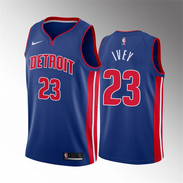 Mens Detroit Pistons 23 Jaden Ivey Blue Icon Edition Jerse