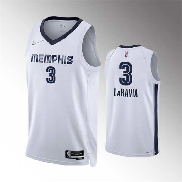 Mens Memphis Grizzlies #3 Jake LaRavia White Association Edition Jersey