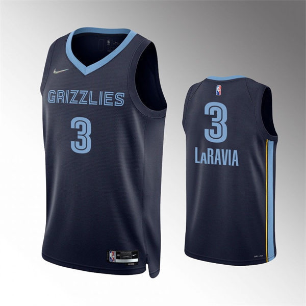 Mens Memphis Grizzlies #3 Jake LaRavia Navy Icon Edition Jersey