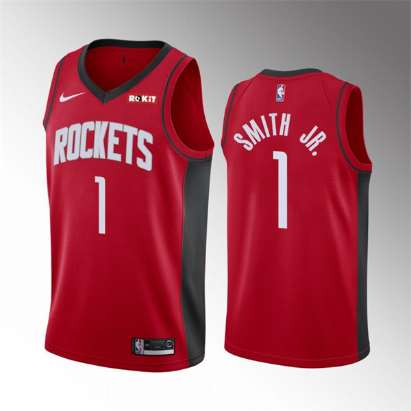 Mens Houston Rockets #1 Jabari Smith Jr. Red Icon Edition Jersey