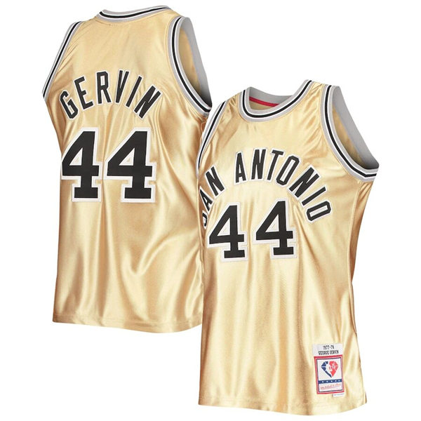 Men's Youth San Antonio Spurs #44 George Gervin Mitchell & Ness Gold 1977-78 Hardwood Classics Swingman Jersey 