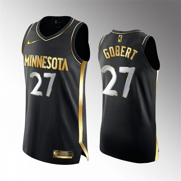 Men's Minnesota Timberwolves #27 Rudy Gobert 2021 Black Golden Edition Limited Jersey