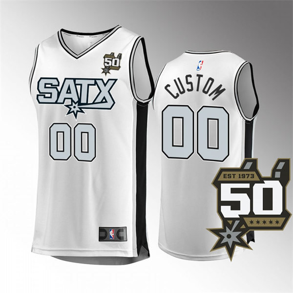 Men's Youth San Antonio Spurs Custom Nike White Alternative 2022-23 50th Anniversary Jersey