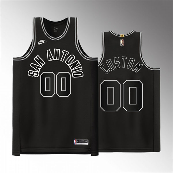 Men's Youth San Antonio Spurs Custom Nike Black 2022-23 Classic Edition Jersey