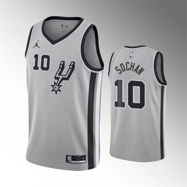 Mens San Antonio Spurs #10 Jeremy Sochan Silver Statement Edition Swingman Jersey