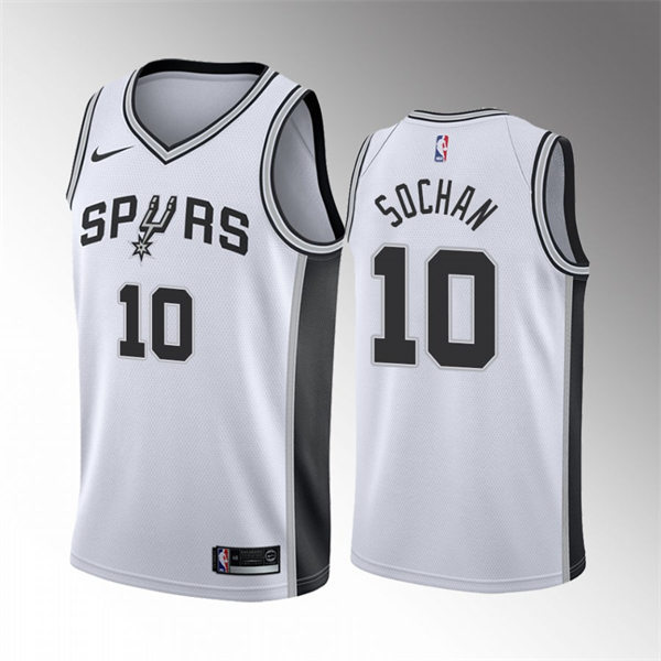 Mens San Antonio Spurs #10 Jeremy Sochan White Association Edition Jersey