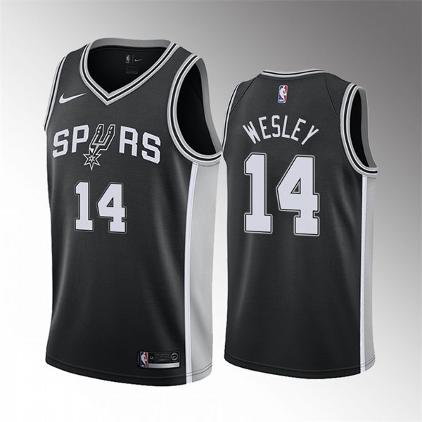 Mens San Antonio Spurs #14 Blake Wesley Black Icon Edition Swingman Jersey