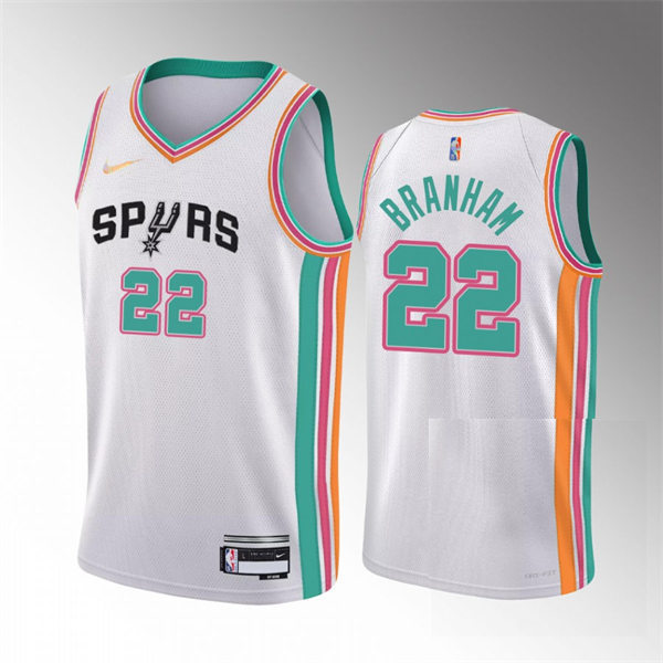 Mens San Antonio Spurs #22 Malaki Branham White 2021-22 75th Anniversary City Edition Jersey