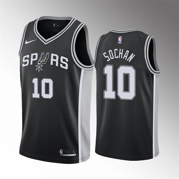 Mens San Antonio Spurs #10 Jeremy Sochan Black Icon Edition Swingman Jersey