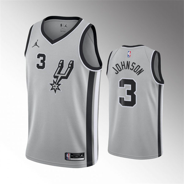 Men's San Antonio Spurs #3 Keldon Johnson Silver Statement Edition Swingman Jersey