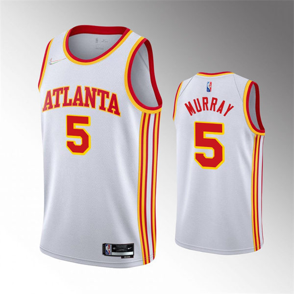 Mens Atlanta Hawks #5 Dejounte Murray White Association Edition Swingman Jersey