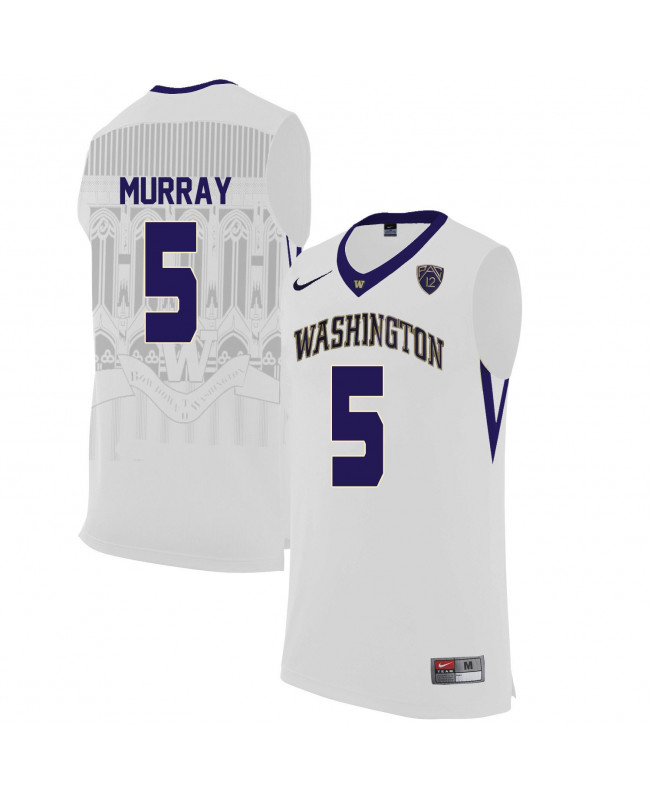 Mens Youth Washington Huskies #5 Dejounte Murray White 2016 College Basketball Jersey