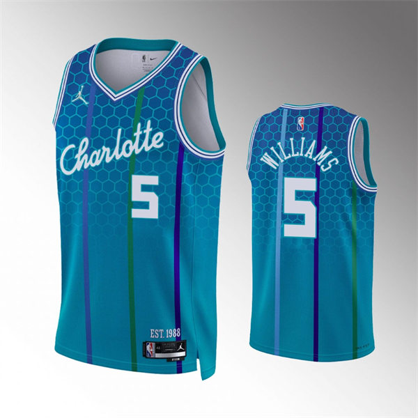 Men's Charlotte Hornets #5 Mark Williams Diamond Badge 2021-22 City Edition Jersey