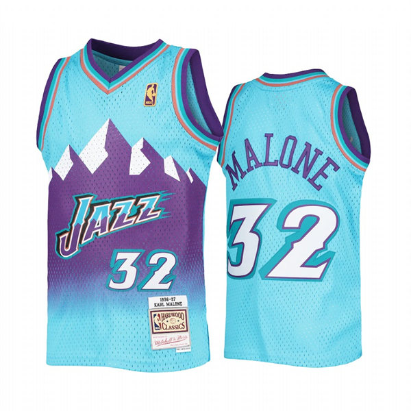 Mens Utah Jazz #32 Karl Malone Blue Reload Hardwood Classics Throwback Jersey