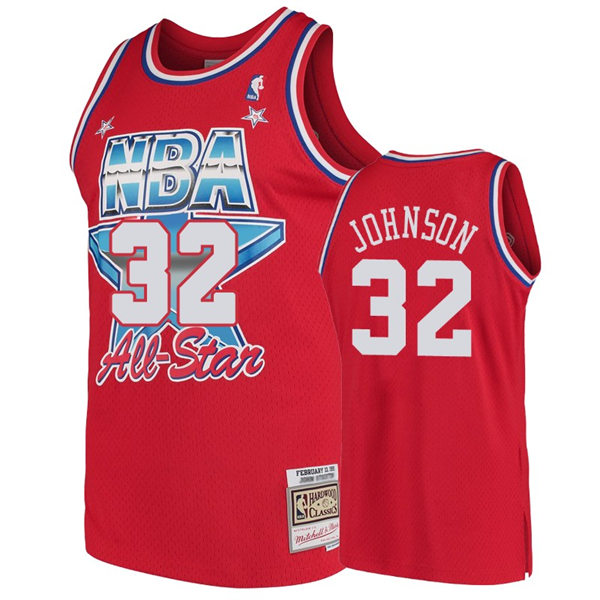 Mens Utah Jazz #32 Karl Malone Red 1991 NBA All-Star Hardwood Classics Eastern Conference Jersey