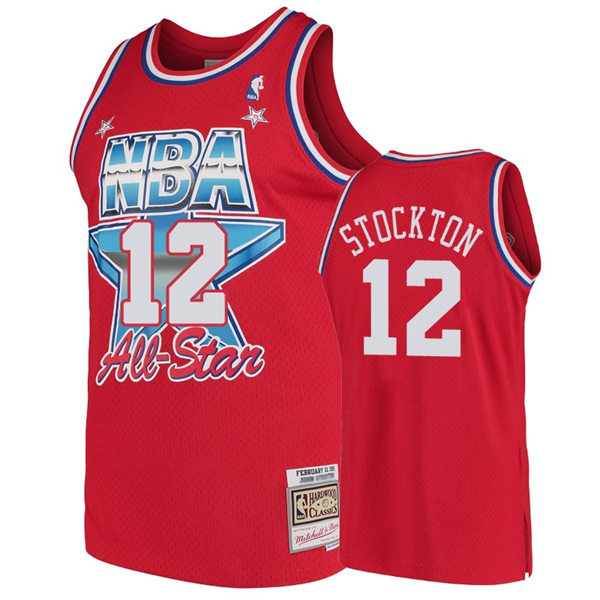 Mens Utah Jazz #12 John Stockton Red 1991 NBA All-Star Hardwood Classics Eastern Conference Jersey