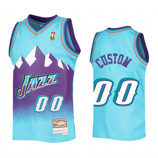 Mens Youth Utah Jazz Custom Mitchell & Ness Blue Reload Hardwood Classics Throwback Jersey (2)