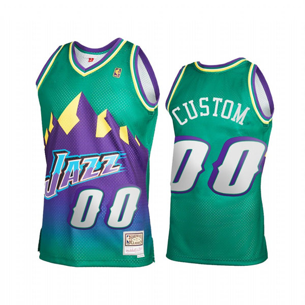 Mens Youth Utah Jazz Custom Mitchell & Ness Green 1996-97 Hardwood Classics Reload 2.0 Swingman Jersey