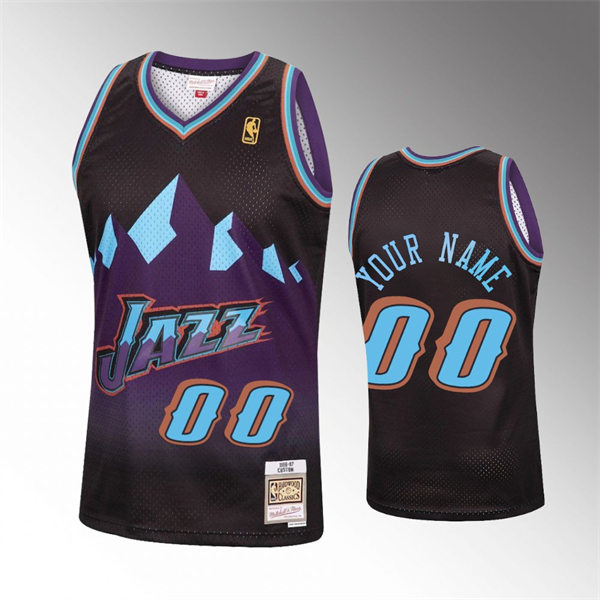 Mens Youth Utah Jazz Custom Black Mitchell & Ness Hardwood Classics Reload Jersey