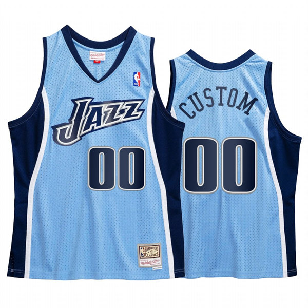 Mens Youth Utah Jazz Custom Mitchell & Ness Powder Blue 2009-10 Hardwood Classics Swingman Jersey