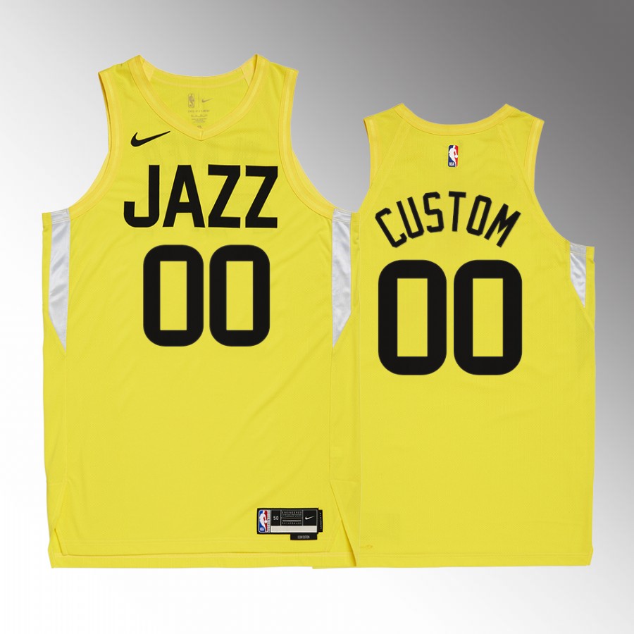 Mens Youth Utah Jazz Custom Nike Yellow 2022-23 Icon Edition Jersey