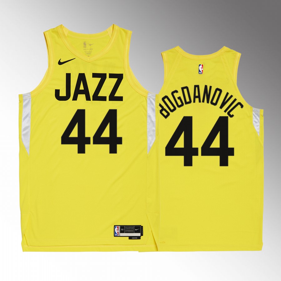 Mens Utah Jazz #44 Bojan Bogdanovic Yellow 2022-23 Icon Edition Jersey
