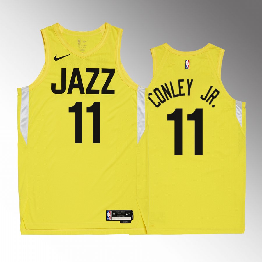 Mens Utah Jazz #11 Mike Conley Jr. Yellow 2022-23 Icon Edition Jersey