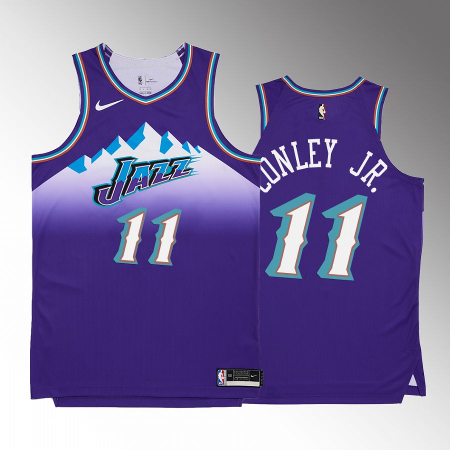 Mens Utah Jazz #11 Mike Conley Jr. Purple Hardwood Classics Swingman Jersey