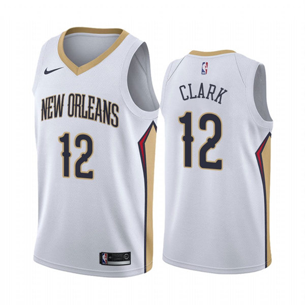 Mens New Orleans Pelicans #12 Gary Clark White Association Edition Jersey