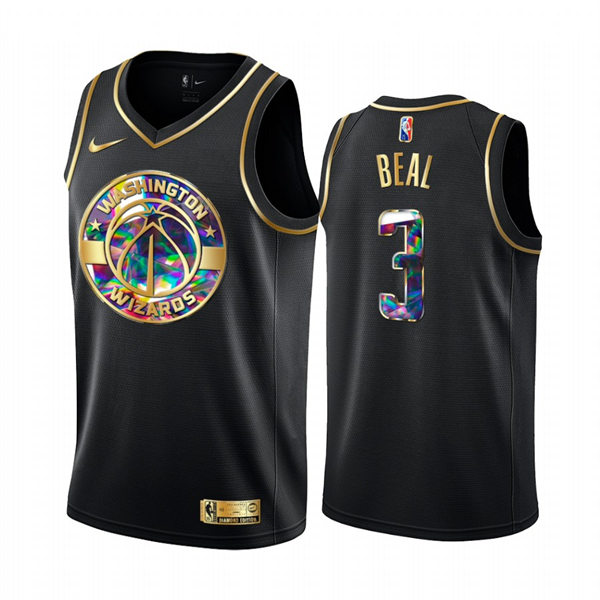 Mens Washington Wizards #3 Bradley Beal 2021-22 Diamond Team Logo NBA 75th Anniversary Black Golden Jersey