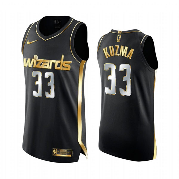 Mens Washington Wizards #33 Kyle Kuzma 2021 Black Golden Edition Limited Jersey