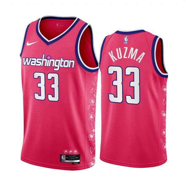 Mens Washington Wizards #33 Kyle Kuzma Pink 2022-23 Cherry Blossom City Edition Jersey