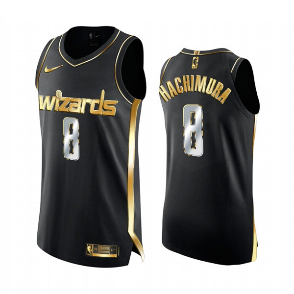 Mens Washington Wizards #8 Rui Hachimura 2021 Black Golden Edition Limited Jersey