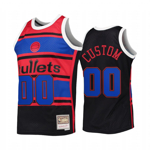 Mens Youth Washington Wizards Custom Black Mitchell & Ness Hardwood Classics Reload 2.0 Jersey